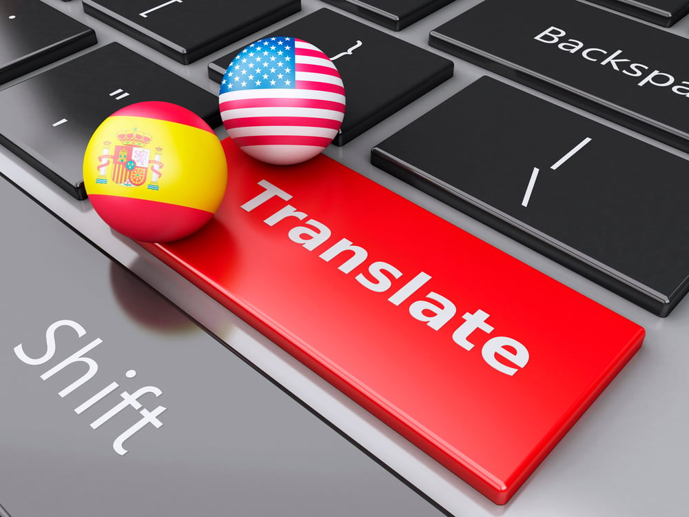 3D Translation Button on Computer Keyboard. Translating Concept.